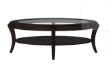 Rich Espresso Finish 1pc Cocktail Table with Glass Inserted Top Curve Legs Lower Display Shelf Stylish Living Room Furniture Coffee Table