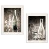 "Moody Gray Glassware Still Life" 2-Piece Vignette by Bluebird Barn, White Frame