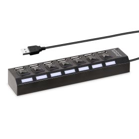 7 Port USB 2.0 Hub High Speed Multiport USB Hub with Individual Switches and LEDs