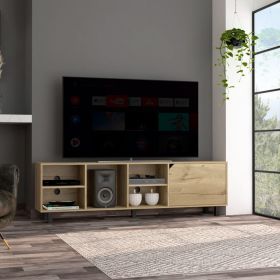 TV Stand for TVÂ´s up 70" Estocolmo, Four Open Shelves, Light Oak Finish