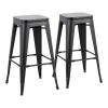 Oregon Contemporary Barstool in Black Steel and Black Wood by LumiSource - Set of 2