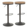 Dakota Industrial Adjustable Barstool in Grey Metal and Wood-pressed Grain Bamboo by LumiSource - Set of 2