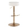 Velvet Dot Glam Adjustable Barstool in Gold Metal and White Velvet by LumiSource