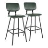 Foundry Contemporary Barstool in Black Metal and Green Faux Leather with Green Zig Zag Stitching by LumiSource - Set of 2