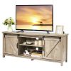 TV Stand Media Center Console Cabinet with Sliding Barn Door for TVs Up to 65 Inch