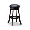 30" Bar Stool, Espresso Finish, Black Leather Seat