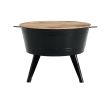 Farmhouse Rustic Distressed Metal Accent Cocktail Table, wood top-BLK, 1PC