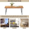 Modern Coffee Table, Easy Assembly Tea Table Cocktail Table w/Chevron Pattern & Metal Hairpin Legs, Nature Rough