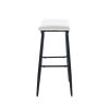 Bar Stools Set of 2 Armless Counter Low Bar Stools Without Back Modern PU Leather Stools with Metal Leg and Footrest,Cream