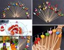 100 Pcs Bamboo Fruit Picks Fancy Cocktail Sticks Appetizer Toothpicks, Star-1