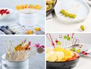 100 Pcs Bamboo Fruit Picks Fancy Cocktail Sticks Appetizer Toothpick Pineapple-3