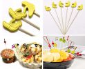 100 Pcs Bamboo Fruit Picks Fancy Cocktail Sticks Appetizer Toothpicks, Banana