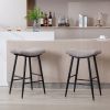 Bar Stools Set of 2 Armless Counter Low Bar Stools Without Back Modern Linen fabric Breakfast Stools with Metal Leg and Footrest,Coffee