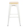 Oregon Contemporary Barstool in White Steel and Natural Wood by LumiSource - Set of 2