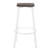 Clara Industrial Square Barstool in Vintage White Metal and Espresso Wood-Pressed Grain Bamboo by LumiSource - Set of 2