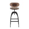 Dakota Industrial Mid-Back Barstool in Black Metal and Medium Brown Wood-Pressed Grain Bamboo by LumiSource