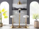 Velvet Dot Glam Adjustable Barstool in Gold Metal and White Velvet by LumiSource