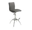 Modern Barstool Texture Leatherette/Chrome Adjustable Height In Gray Color