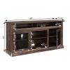 Contemporary TV Media Stand Modern Entertainment Console for TV Up to 65" with Open and Closed Storage Space, Brown, 60"W*15.75"D*29"H