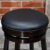 30" Bar Stool, Espresso Finish, Black Leather Seat