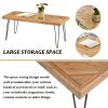 Modern Coffee Table, Easy Assembly Tea Table Cocktail Table w/Chevron Pattern & Metal Hairpin Legs, Nature Rough