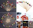 100 Pcs Bamboo Fruit Picks Fancy Cocktail Sticks Appetizer Toothpicks [C]