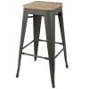 Oregon Industrial Stackable Barstool in Grey and Brown by LumiSource - Set of 2