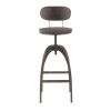 Dakota Industrial Mid-Back Barstool in Antique Metal and Espresso Wood-Pressed Grain Bamboo by LumiSource