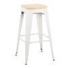 Oregon Contemporary Barstool in White Steel and Natural Wood by LumiSource - Set of 2