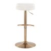 Velvet Dot Glam Adjustable Barstool in Gold Metal and White Velvet by LumiSource