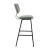 Foundry Contemporary Barstool in Black Metal and Green Faux Leather with Green Zig Zag Stitching by LumiSource - Set of 2