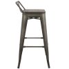 Oregon Industrial Low Back Barstool in Antique and Espresso by LumiSource - Set of 2