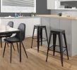 Oregon Contemporary Barstool in Black Steel and Black Wood by LumiSource - Set of 2