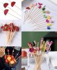 100 Pcs Bamboo Fruit Picks Fancy Cocktail Sticks Appetizer Toothpicks Watermelon