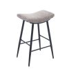 Bar Stools Set of 2 Armless Counter Low Bar Stools Without Back Modern Linen fabric Breakfast Stools with Metal Leg and Footrest,Coffee