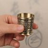 Ethnic Style Alloy Embossed Small Wine Cup White Wine One Shot Glass Chinese Wedding Love Shot Wine Cup, 20ml