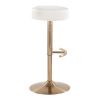 Velvet Dot Glam Adjustable Barstool in Gold Metal and White Velvet by LumiSource