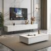 Modern 70.9" TV Stand with Drawers Line Media Console with Black Metal Legs