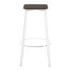 Clara Industrial Square Barstool in Vintage White Metal and Espresso Wood-Pressed Grain Bamboo by LumiSource - Set of 2