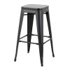 Oregon Contemporary Barstool in Black Steel and Black Wood by LumiSource - Set of 2