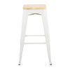 Oregon Contemporary Barstool in White Steel and Natural Wood by LumiSource - Set of 2