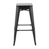 Oregon Contemporary Barstool in Black Steel and Black Wood by LumiSource - Set of 2