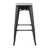 Oregon Contemporary Barstool in Black Steel and Black Wood by LumiSource - Set of 2