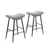 Bar Stools Set of 2 Armless Counter Low Bar Stools Without Back Modern Linen fabric Breakfast Stools with Metal Leg and Footrest,Coffee