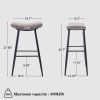 Bar Stools Set of 2 Armless Counter Low Bar Stools Without Back Modern Linen fabric Breakfast Stools with Metal Leg and Footrest,Coffee