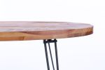 Oval Natural Reclaimed Wood Foldable Cocktail Table for Your Living Room