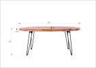 Oval Natural Reclaimed Wood Foldable Cocktail Table for Your Living Room