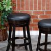 30" Bar Stool, Espresso Finish, Black Leather Seat