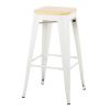 Oregon Contemporary Barstool in White Steel and Natural Wood by LumiSource - Set of 2