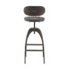 Dakota Industrial Mid-Back Barstool in Antique Metal and Espresso Wood-Pressed Grain Bamboo by LumiSource